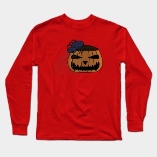 Spider in the web in the halloween pumpkin Long Sleeve T-Shirt